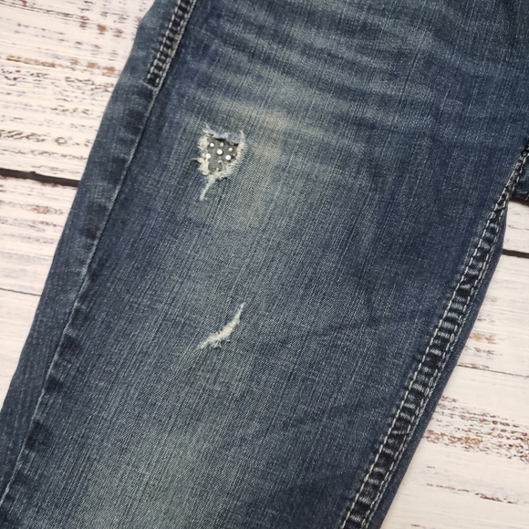 Silver Jeans Aiko Mid Boot Cut Distressed with embroidery and studs. - Picture 3 of 16